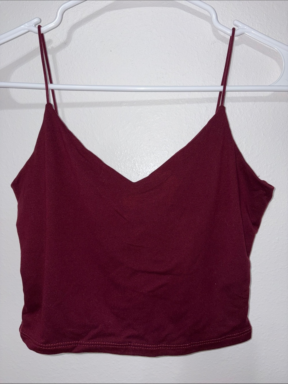 Windsor Burgundy V-Neck Spaghetti Strap Crop Top